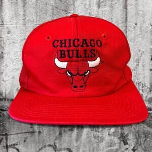 Vintage Chicago Bulls Snapback Hat Red Green Underbrim 90s NBA Twins Brand